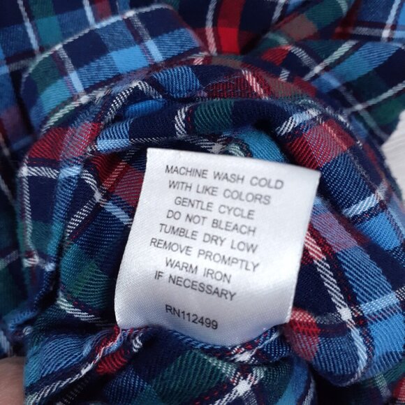 Tailorbyrd Mens Stretch Flannel Shirt M Button Up Plaid Blue Red 843 - Picture 6 of 6